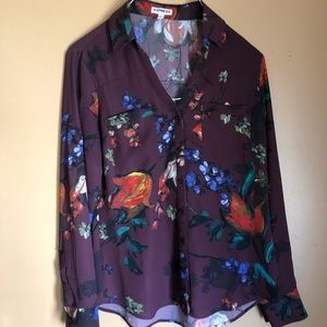 Express silky floral button down Size : S